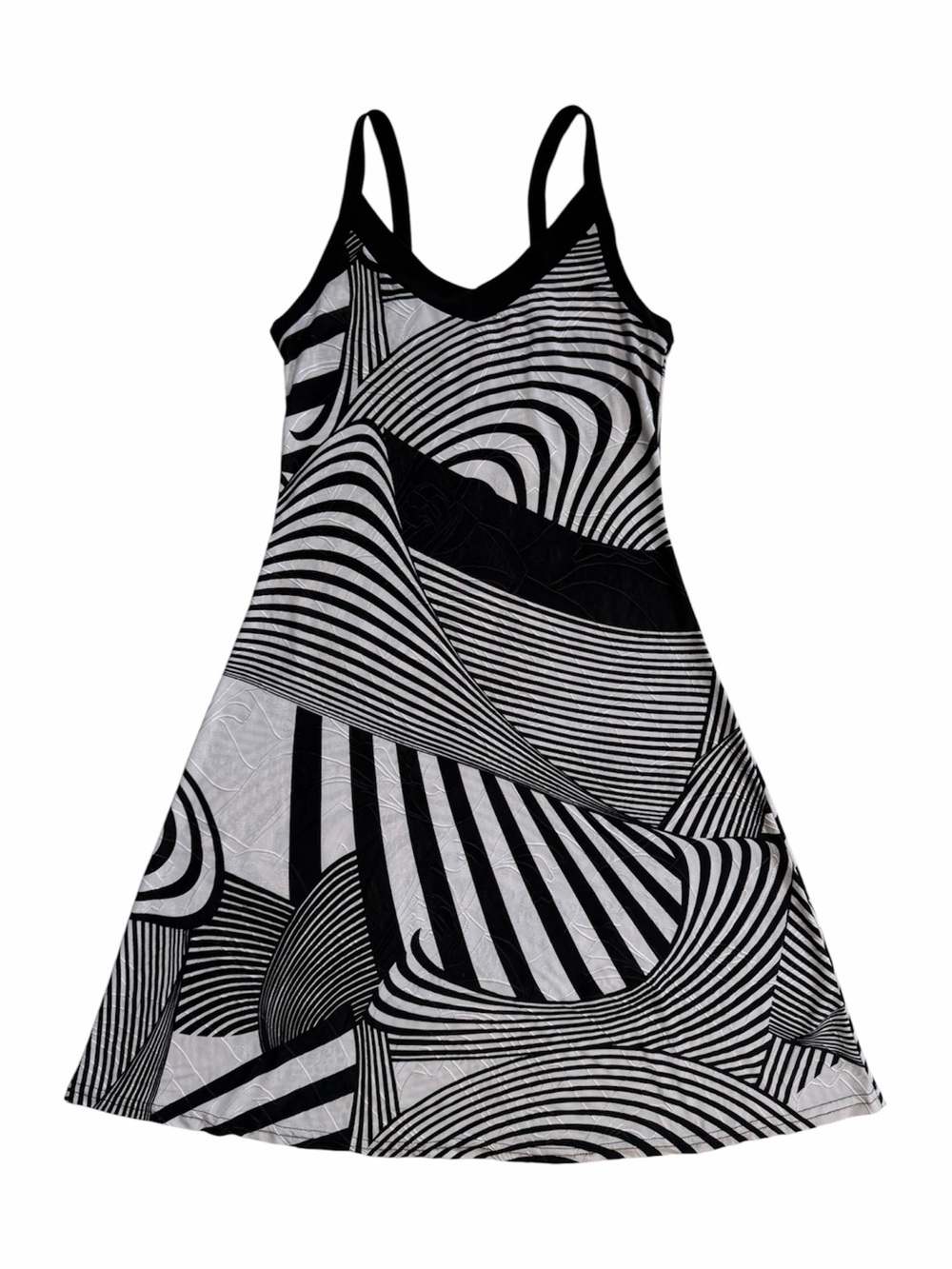 Vintage Max Cocos Black and White Striped Midi Dress